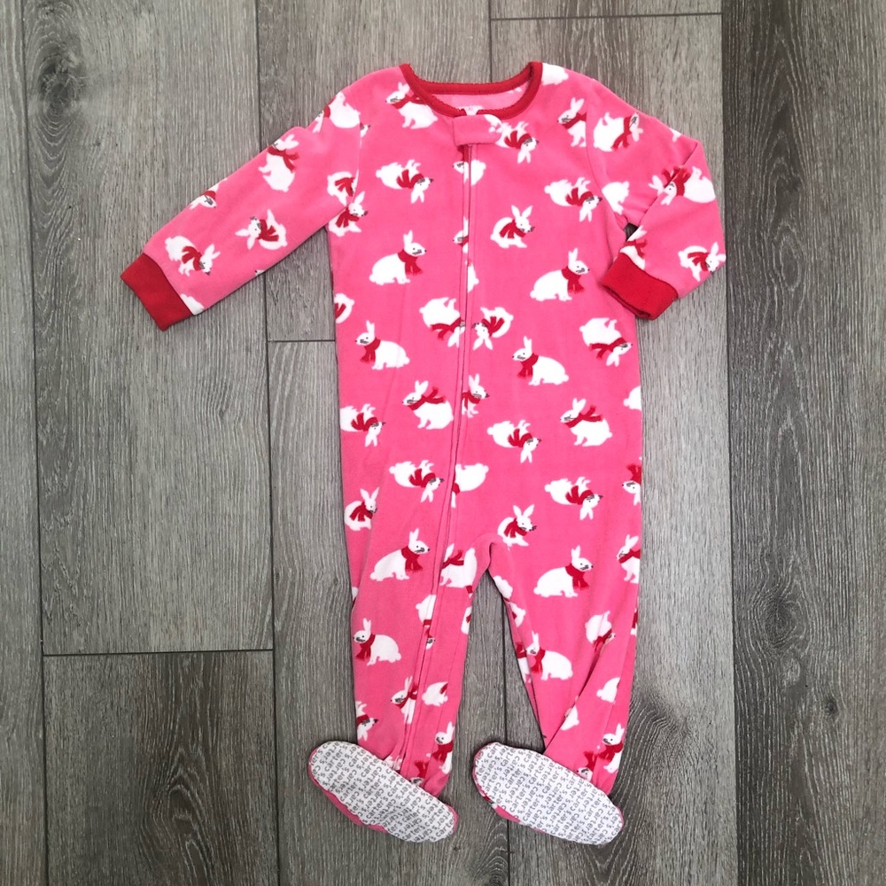 CARTERS FLEECE FOOTIE PJS PINK 2T